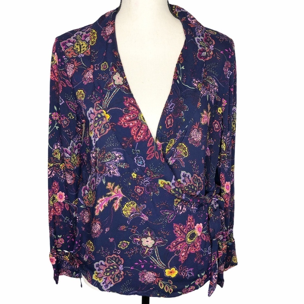 Floreat Loved By Anthropologie Parker Floral Wrap Sleep PJ Top